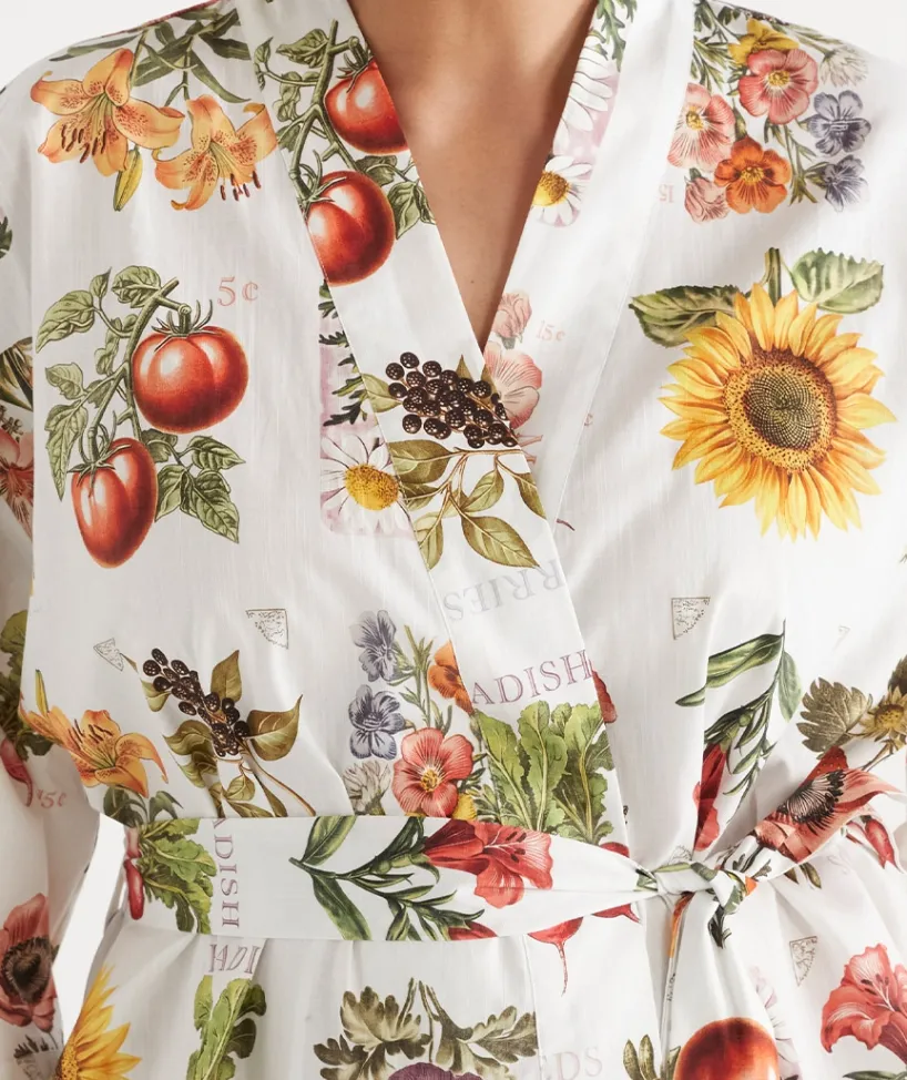 Sussan Dressing Gowns>Floral Garden Stamp Print Robe MULTI