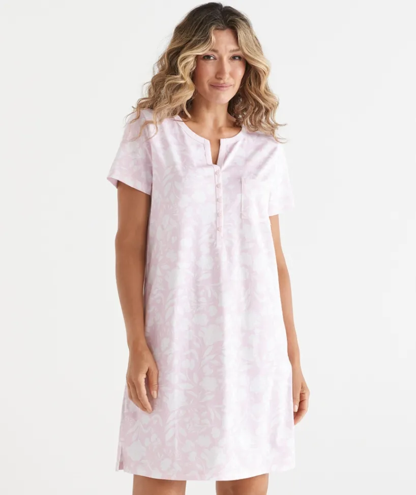Sussan Nighties|Everyday Icons>Floral Pattern Short Sleeve Nightie