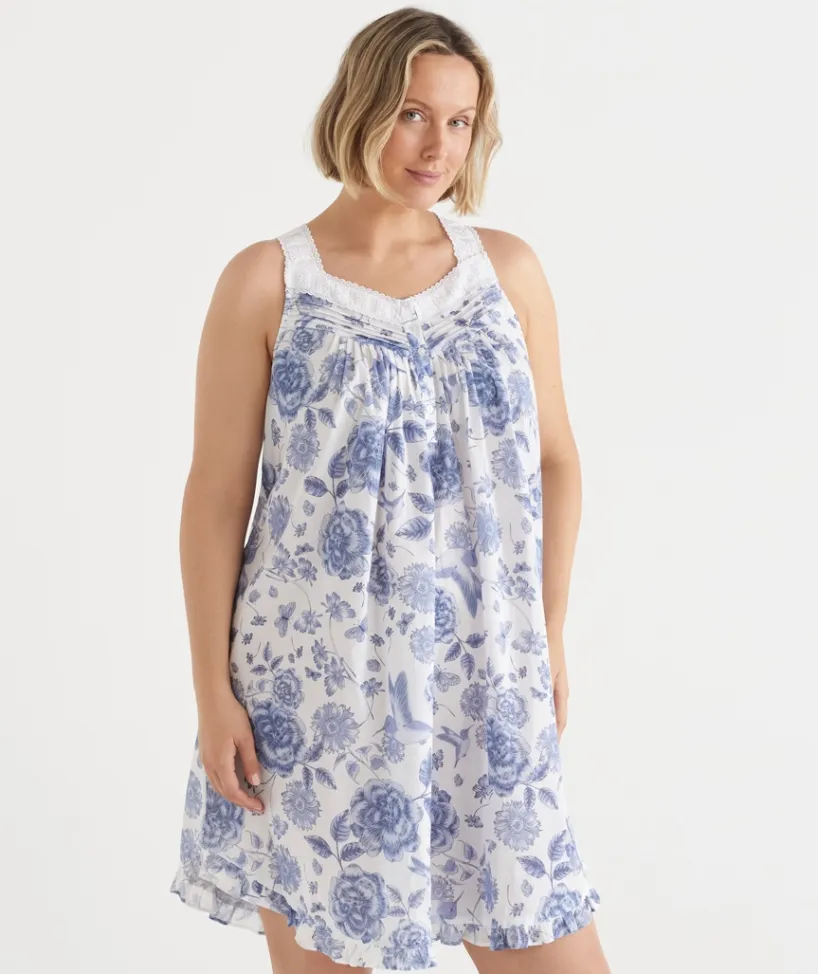 Sussan Nighties>Floral Toile Sleeveless Nightie WHITE