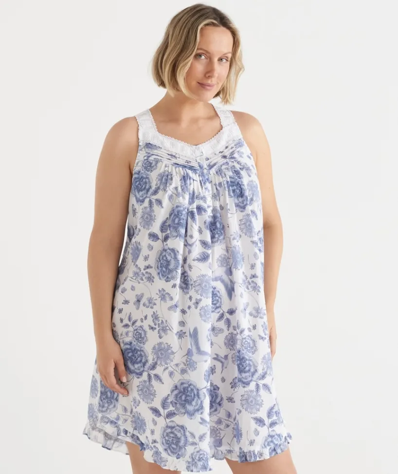 Sussan Nighties>Floral Toile Sleeveless Nightie WHITE