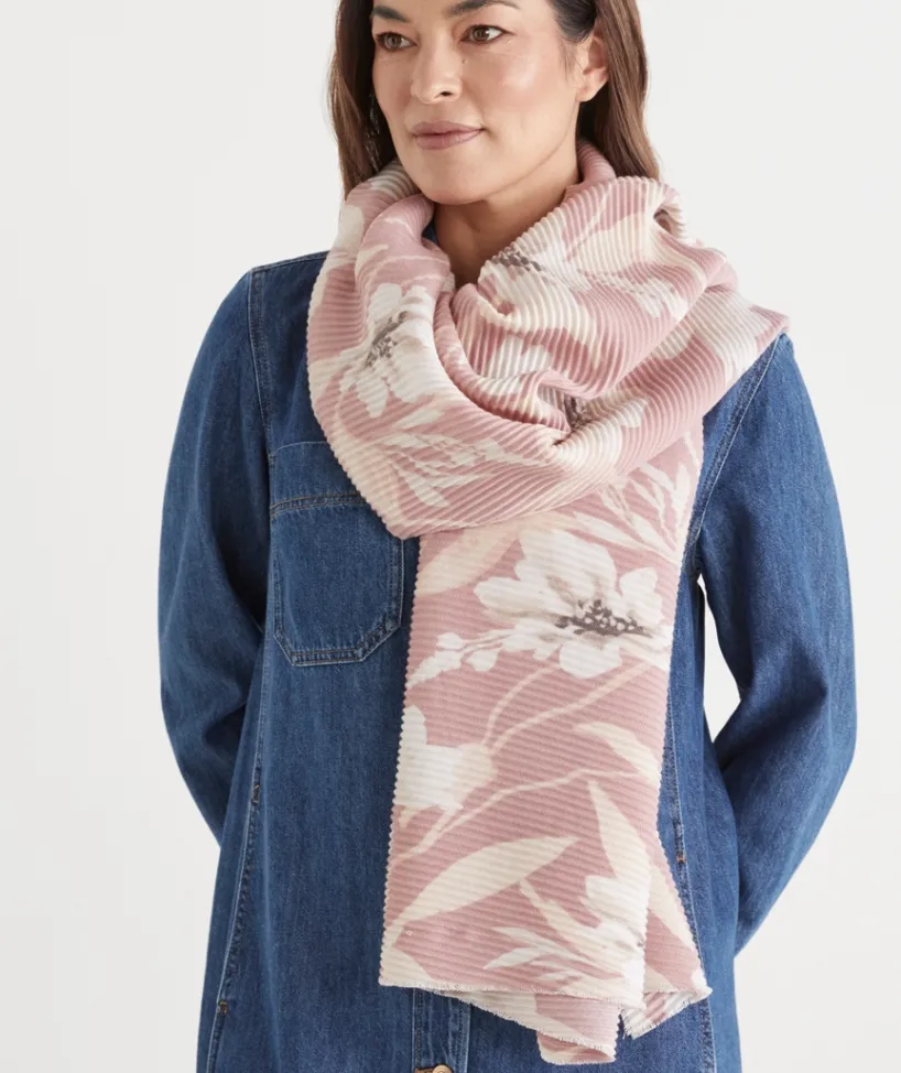 Sussan Knit Accessories|Scarves>Floral Whisper Plisse Scarf ROSE