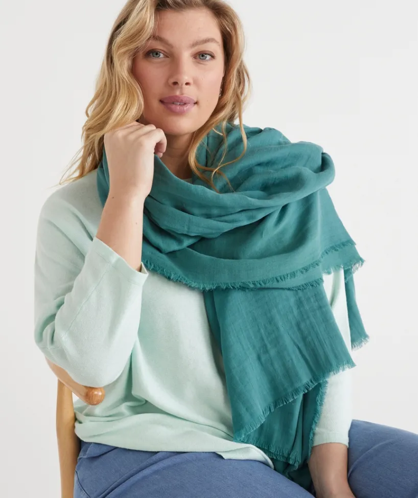 Sussan Scarves>Frayed Edge Scarf - Jade DEEP JADE