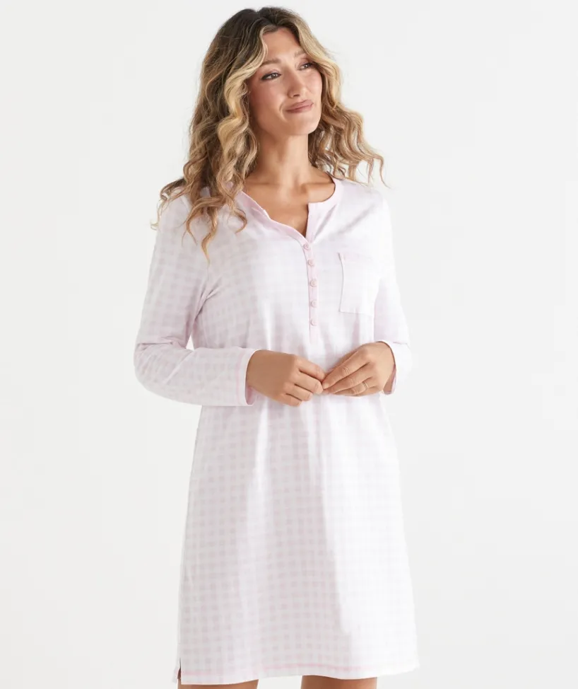 Sussan Nighties|Everyday Icons>Gingham Long Sleeve Nightie