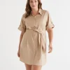 Sussan Dresses>Gold Button Shirt Dress