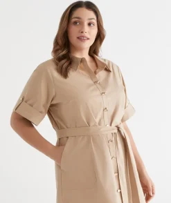 Sussan Dresses>Gold Button Shirt Dress