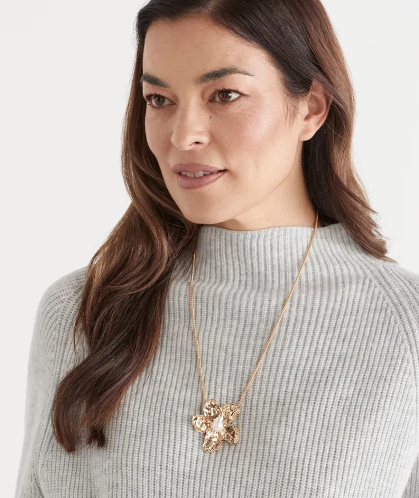 Sussan Jewellery>Flower Pendant Necklace GOLD