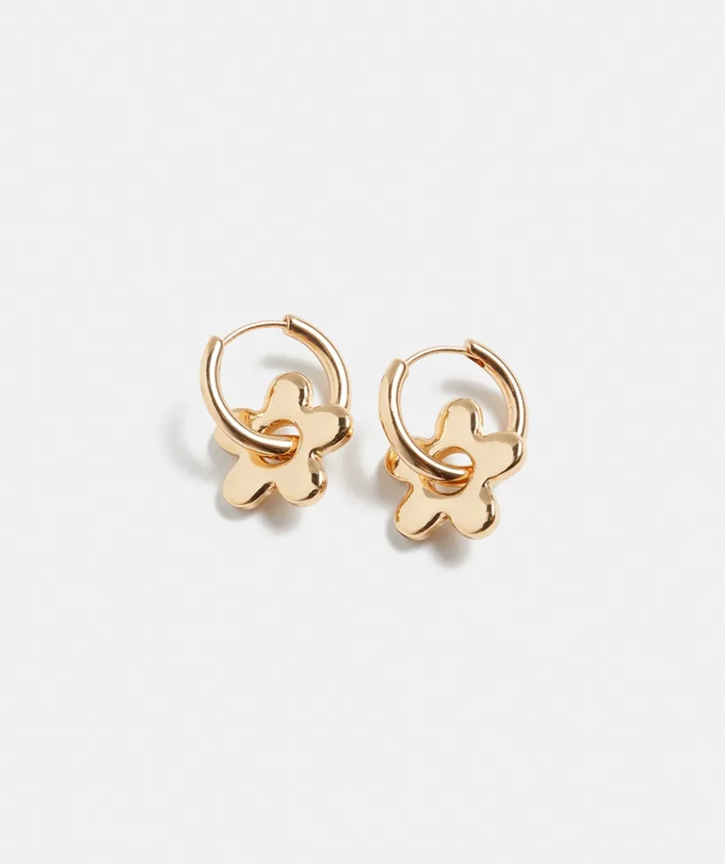 Sussan Jewellery>Plated Flower Huggie Earring GOLD