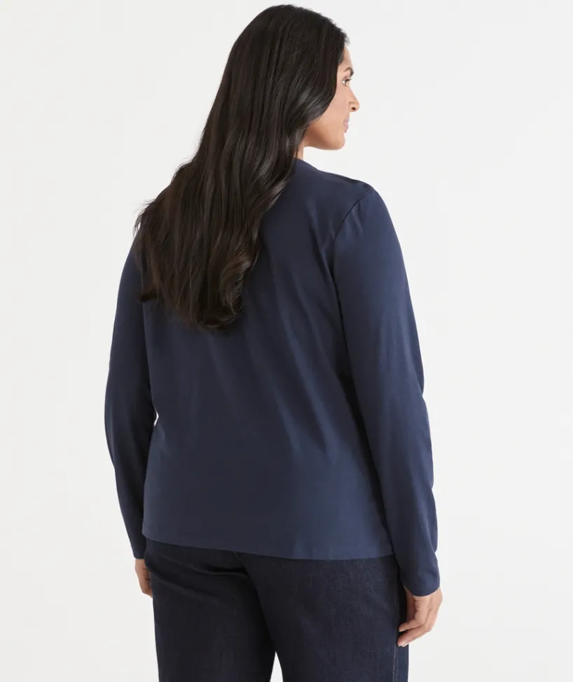 Sussan Tops>Hardware Detail Long Sleeve Top - Navy INK