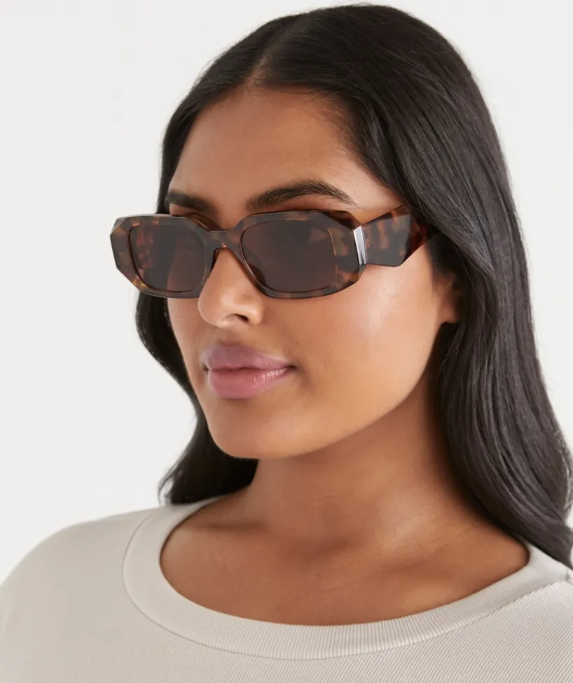 Sussan Sunglasses>Ibiza Black Rectangle Sunglasses TORTOISE SHELL