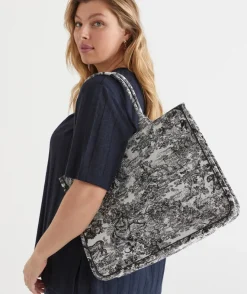 Sussan Bags>Jacquard Toile Print Tote Bag CHALK