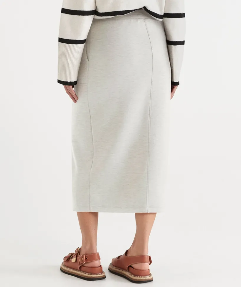 Sussan Loungewear|Skirts>Jersey Stretch Midi Skirt SNOW MARLE