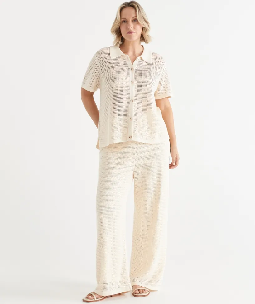 Sussan Pants|Matching Sets>Knit Pointelle Pant BUTTER