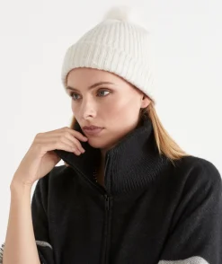 Sussan Knit Accessories|Hats>Knit Pom Pom Beanie PARCHMENT