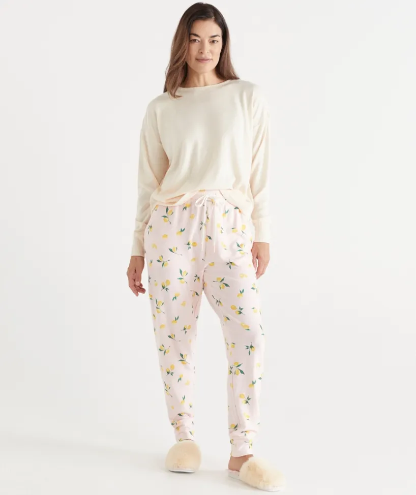 Sussan Pyjama Bottoms>Lemon Print Novelty Pyjama Pant PEACH