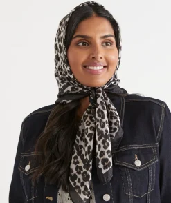 Sussan Knit Accessories|Scarves>Leopard Square Scarf NEUTRAL