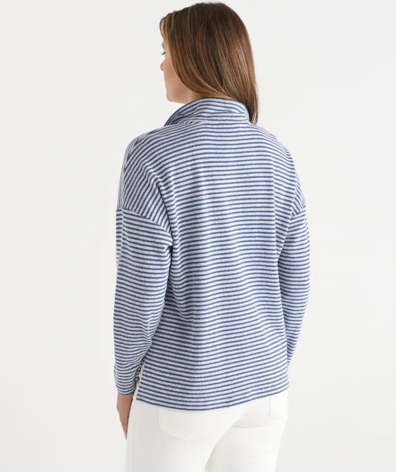 Sussan Tops|Loungewear>Lightweight Quarter-Zip Jumper - Blue Stripe BLUEBELL