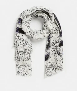 Sussan Knit Accessories|Scarves>Linear Paisley Print Scarf WHITE
