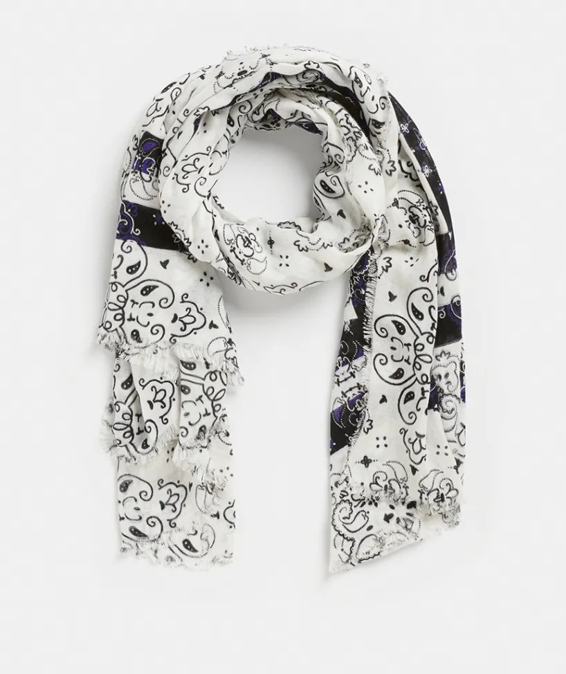 Sussan Knit Accessories|Scarves>Linear Paisley Print Scarf WHITE