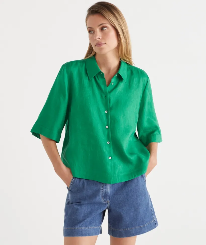 Sussan Tops|Shirts & Blouses>LINEN SS SHIRT