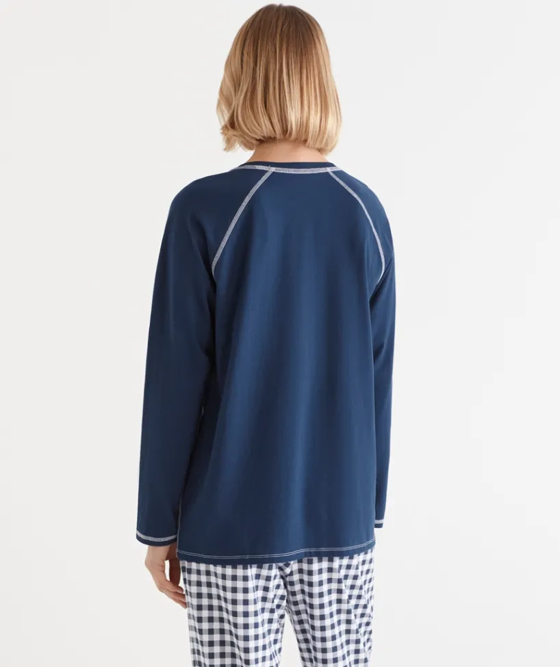 Sussan Women's Pyjama Tops|Everyday Icons>Long Sleeve Contrast Pyjama Top NAVY