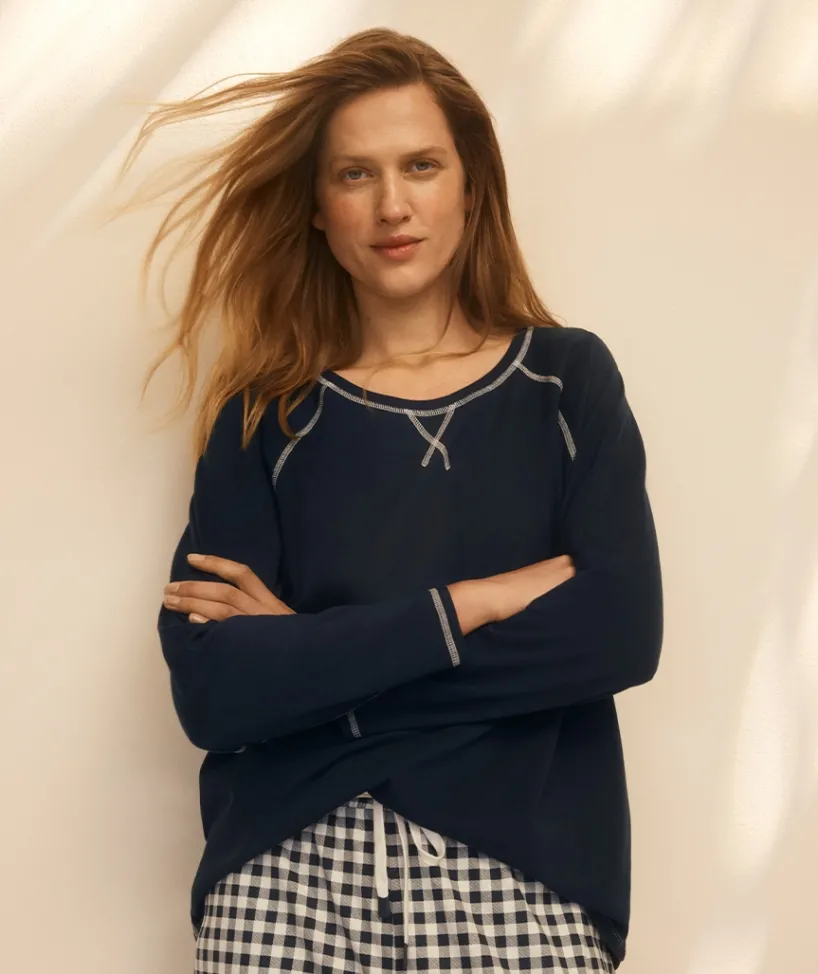 Sussan Women's Pyjama Tops|Everyday Icons>Long Sleeve Contrast Pyjama Top NAVY