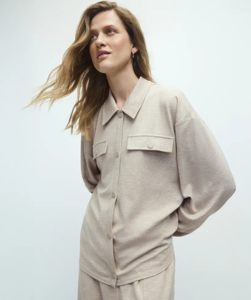 Sussan Loungewear|Tops>Lounge Shacket COFFEE MARLE