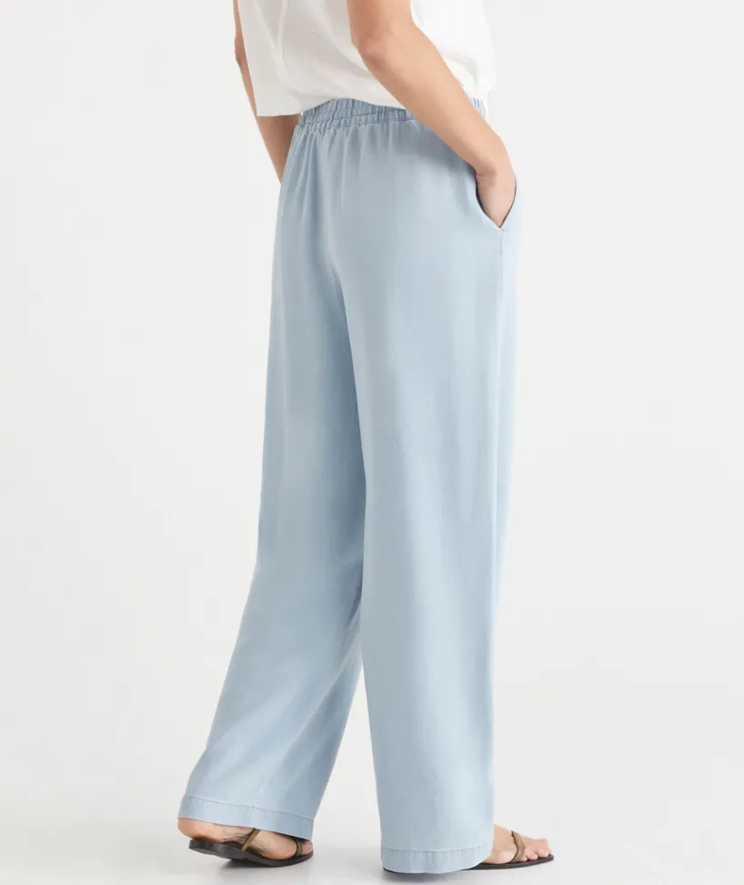 Sussan Pants|Matching Sets>Lyocell Drawstring Wide Leg Pant - LIGHT WASH