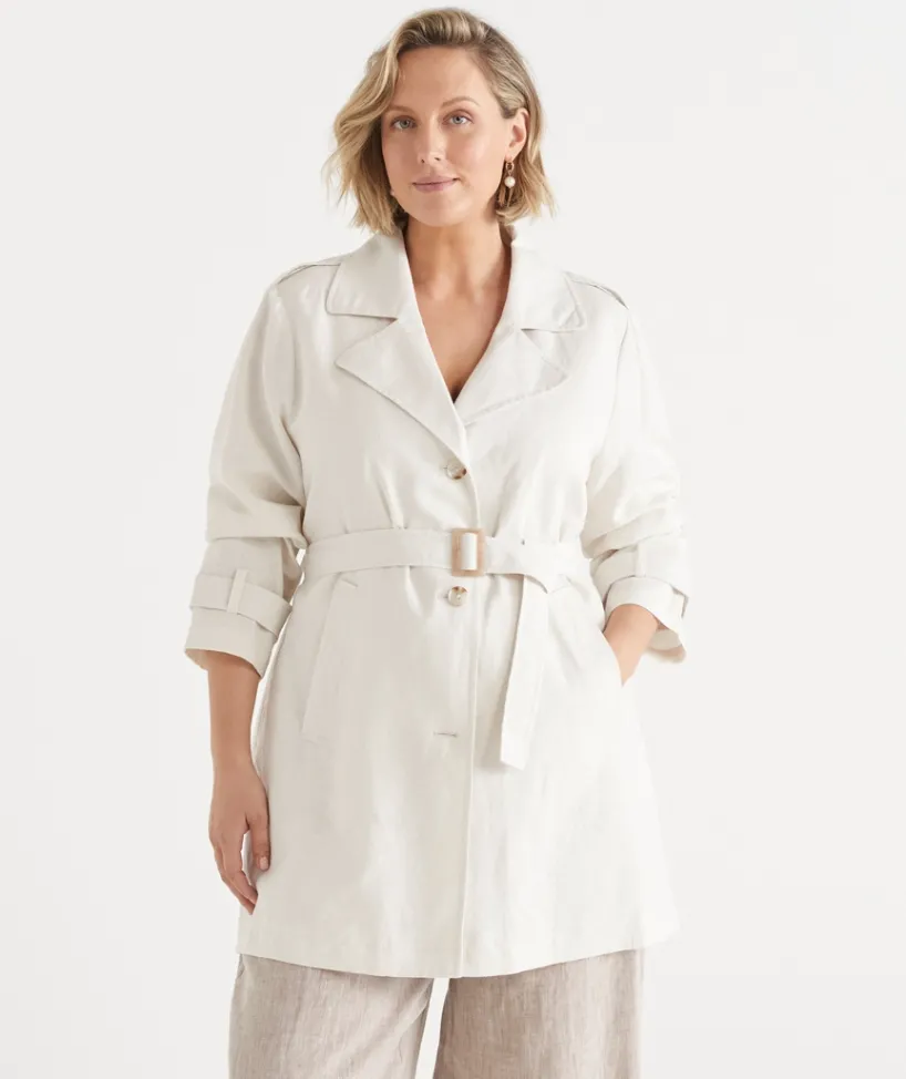 Sussan Jackets & Coats|Coats>Mid Length Trench Coat PARCHMENT