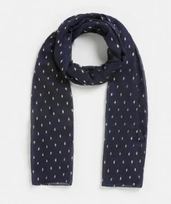 Sussan Knit Accessories|Scarves>Foil Spot Plisse Scarf MIDNIGHT