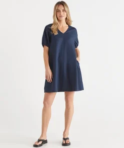 Sussan Dresses>Midsummer V Neck Short Sleeve Dress