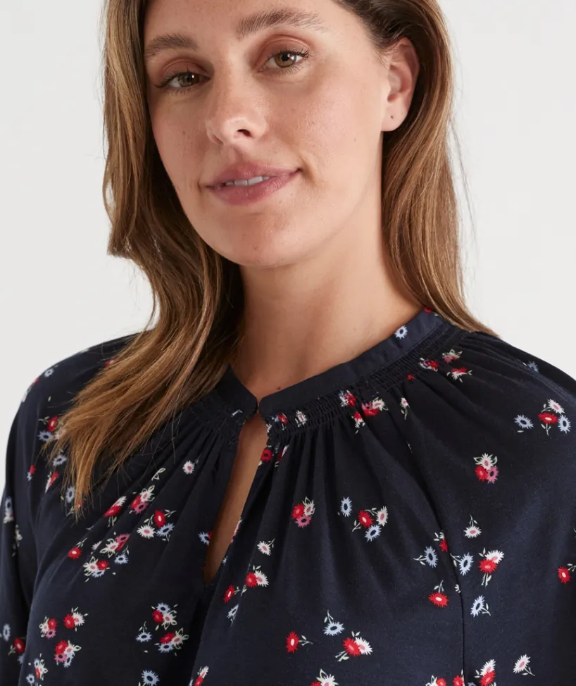 Sussan Tops>Modern Mini Floral Top MIDNIGHT