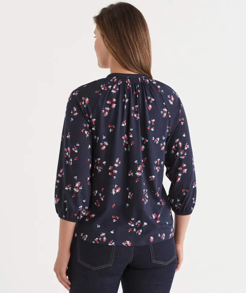 Sussan Tops>Modern Mini Floral Top MIDNIGHT