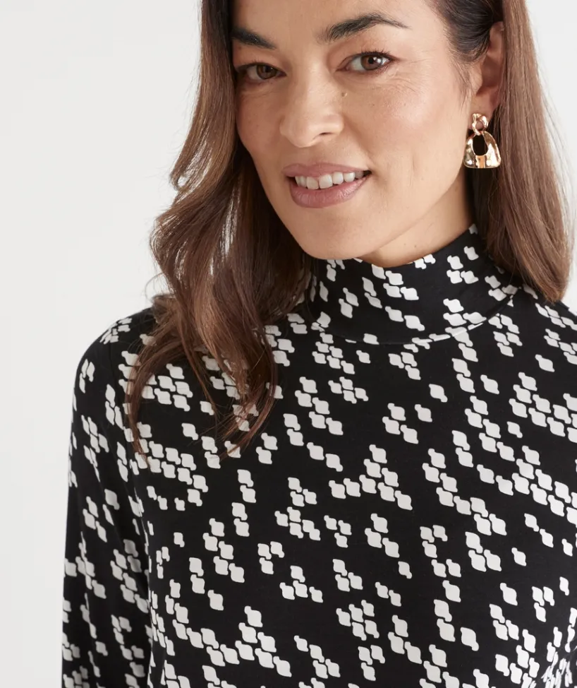 Sussan Tops>Mono Twist Skivvy Top - BLACK