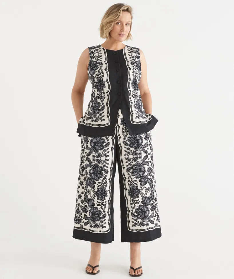 Sussan Pants|Matching Sets>Noir Bloom Culotte Pant BLACK