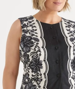 Sussan Tops|Matching Sets>Noir Bloom Longline Vest BLACK