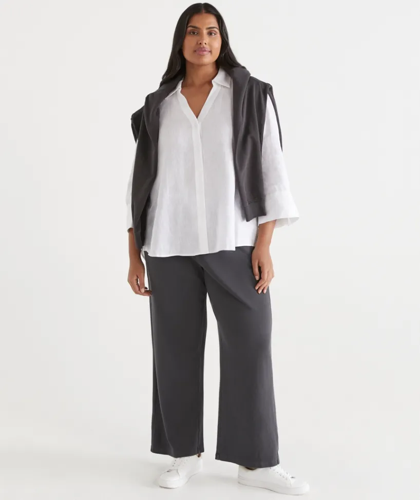Sussan Tops|Shirts & Blouses>Open Neck Button Up Shirt