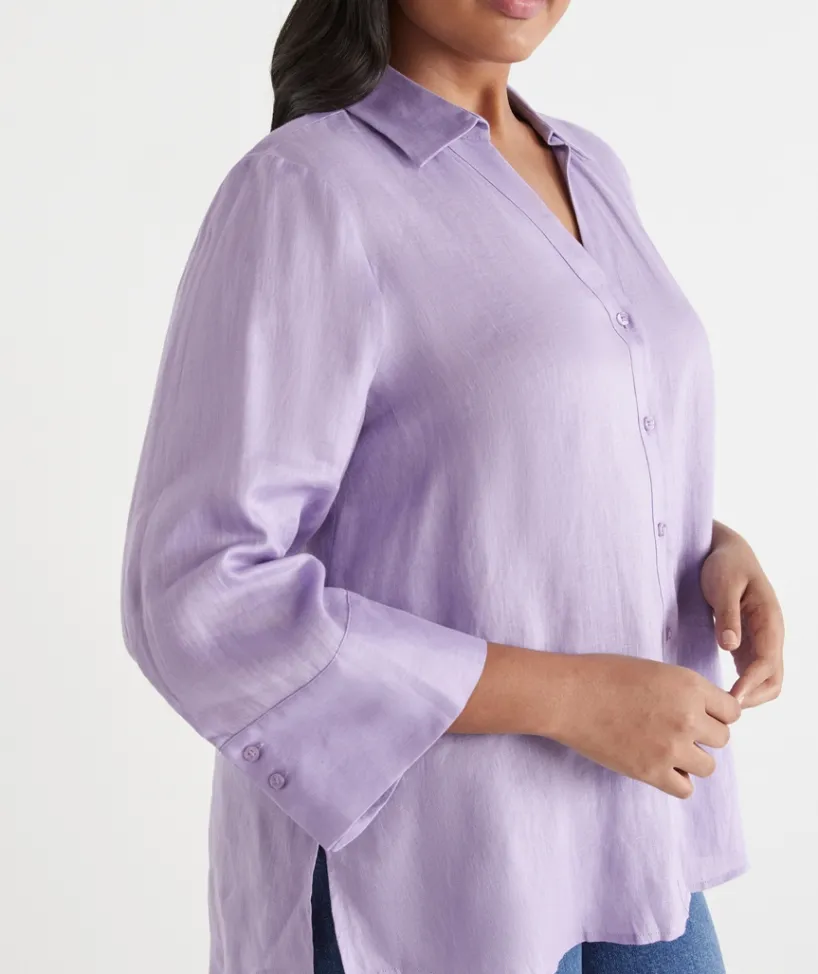 Sussan Tops|Shirts & Blouses>Open Neck Button Up Shirt