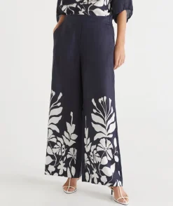 Sussan Pants|Matching Sets>Palm Placement Wide Leg Pant MIDNIGHT