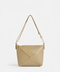 Sussan Bags>Panelled Shoulder Bag WASHED KHAKI