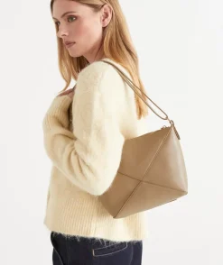 Sussan Bags>Panelled Shoulder Bag WASHED KHAKI