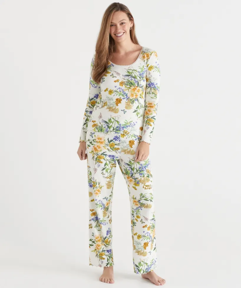 Sussan Pyjama Sets>Pointelle Floral Field Pyjama Set CREAM