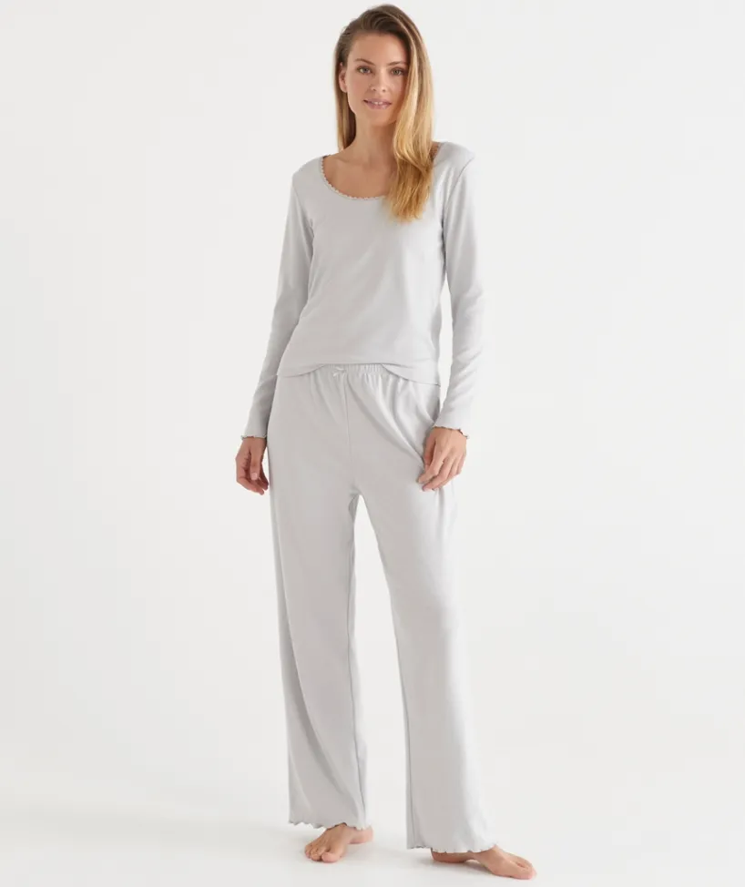 Sussan Pyjama Sets>Pointelle Long Sleeve Heart Pyjama Set