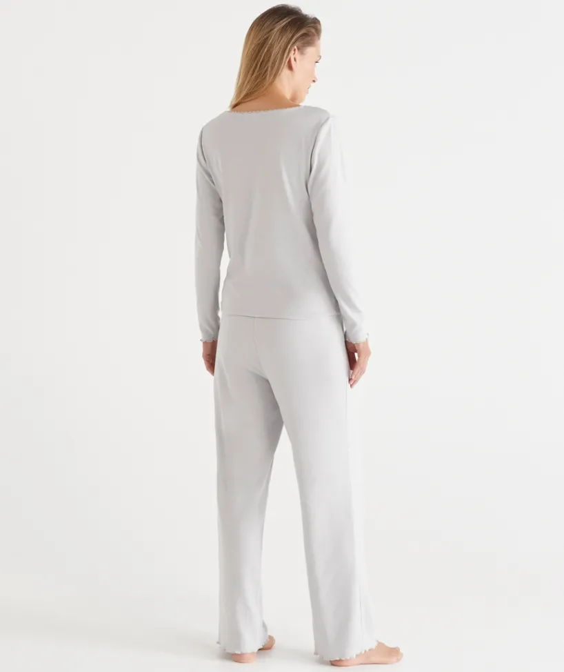 Sussan Pyjama Sets>Pointelle Long Sleeve Heart Pyjama Set
