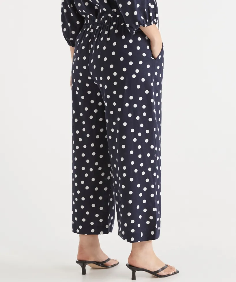 Sussan Pants>Polka Dot Flat Front Culotte INK