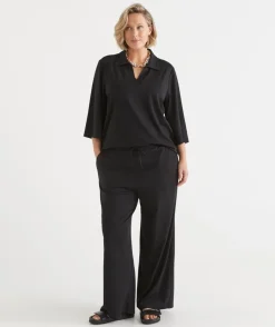 Sussan Pants>Ponte Everyday Drawstring Pant BLACK