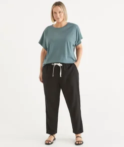 Sussan Pants>Relaxed Drawstring Tapered Pant BLACK