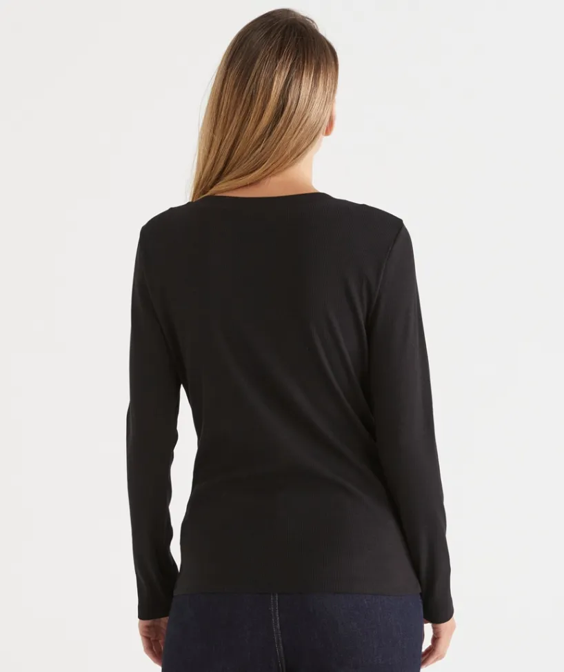 Sussan Tops|T-Shirts>Rib Long Sleeve Tee