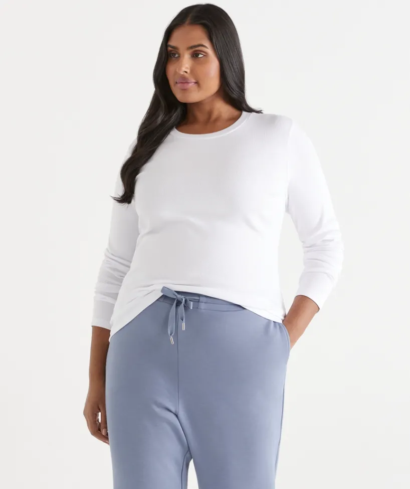 Sussan Tops|T-Shirts>Rib Long Sleeve Tee