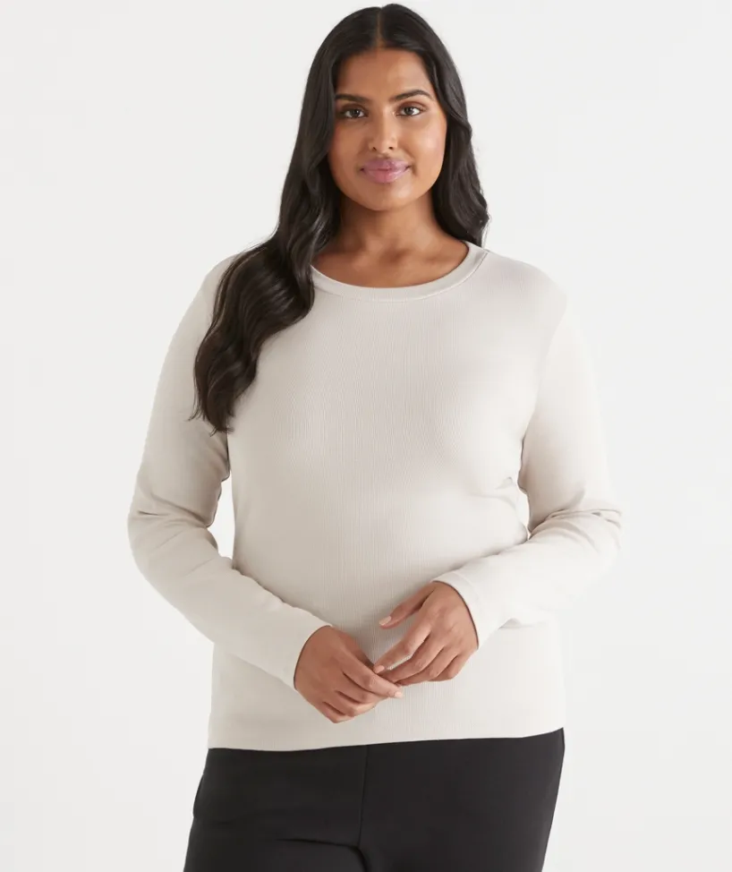 Sussan Tops|T-Shirts>Rib Long Sleeve Tee