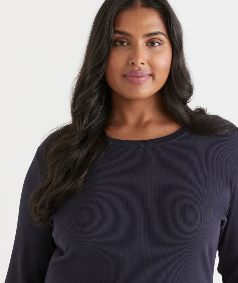 Sussan Tops|T-Shirts>Rib Long Sleeve Tee